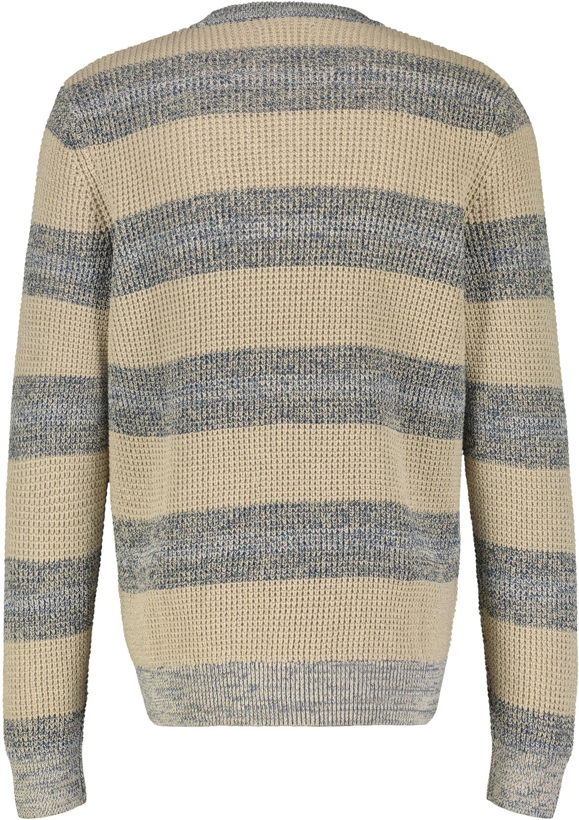 Strickpullover LERROS "Strickpullover mit breitem Streifen", Herren, Gr. XXL, beige (tender beige melange), 100% Baumwolle, Rundhals, Pullover Strickpullover tender beige melange XXL