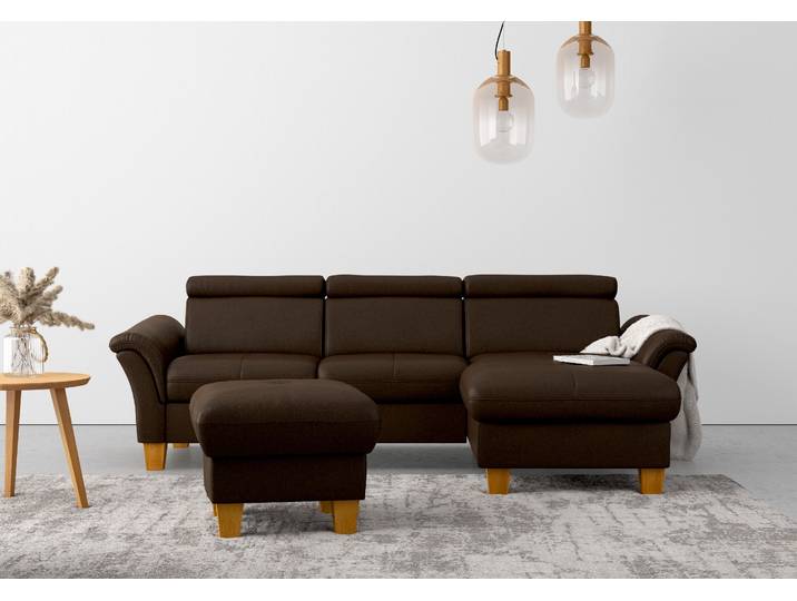 Ecksofa, 258x169 cm, Polyester, Braun, Mit Bettfunktion & Bettkasten, Klassisch, Home-affaire