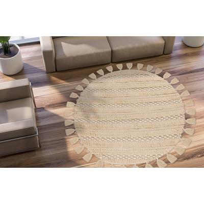 Wollteppich ME GUSTA "Bohist 325", beige (natur), B:160cm H:18mm L:160cm Ø:160cm, Wolle, Teppiche
