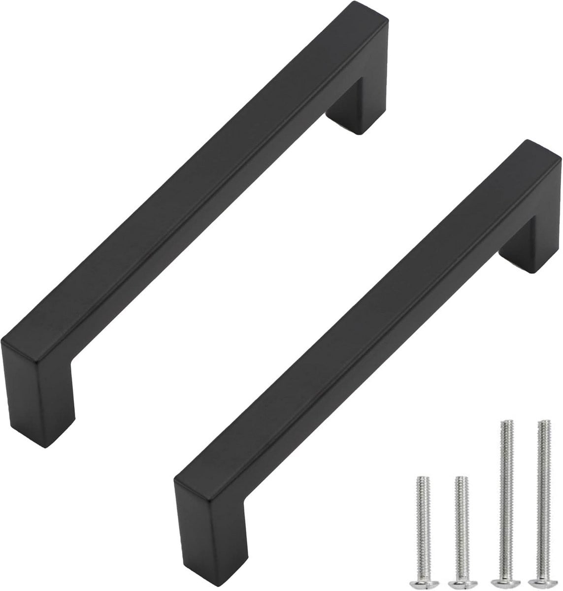 Set van 10 mat zwarte keukenhandgrepen van roestvrij staal, 160 mm