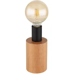 Vintage Tischlampe Holz Schreibtischlampe Industrial schwarz Nachttischlampe Retro Holz, Metall, naturfarben, 1x E27, DxH 9x19,5 cm