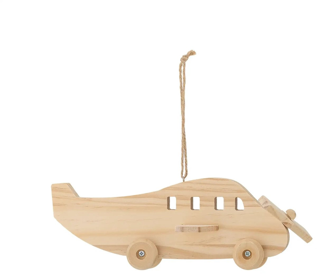 Bloomingville Mini Plane mobiel van grenenhout in naturel, 25 cm
