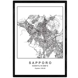 POSTER Sapporo Nordischen Stil A3 Rahmenlos