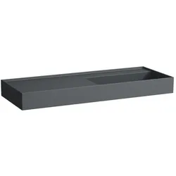LAUFEN Kartell Waschtisch H8133337581121 120x46cm, Ablage links, ohne Überlauf, ohne Hahnloch, graphit matt