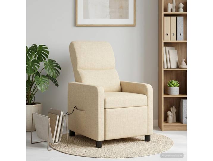 vidaXL Massage Relaxsessel Creme Polyester