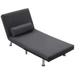 OKWISH Schlafsessel Klappsessel Dunkelgrau 75x70x75 cm mit Bettfunktion, klappbarer Relaxsessel in Samtoptik, verstellbare Rückenlehne