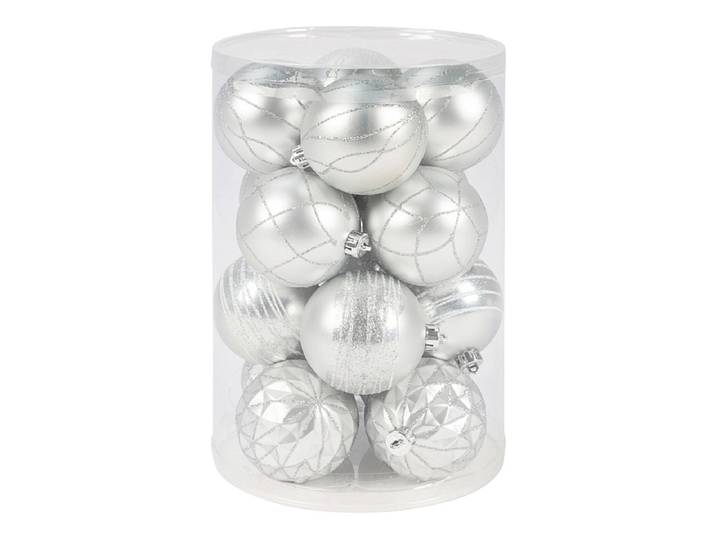 Set 16 Weihnachtskugeln HOLY Ø8cm silberfarben