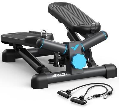 PRiME Mini Exercise Stepper With Resistance Bands,330lb Capacity Twist Stepper For Home Cardio,Full Body Workout & Fat Burning black