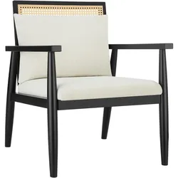 tectake Loungesessel Manuela mit Wiener Geflecht und extra Kissen  Weiß
