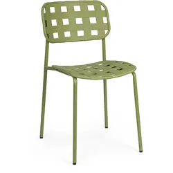 Gartenstuhl Clover 4er-Set aus Metall, modern, stapelbar, grün, UV-beständiges Geflecht
