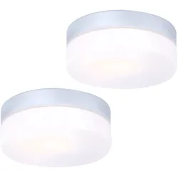 2er Set RGB LED Außen Decken Lampen ALU Terrassen Fernbedienung Bade Zimmer Glas Leuchten dimmbar