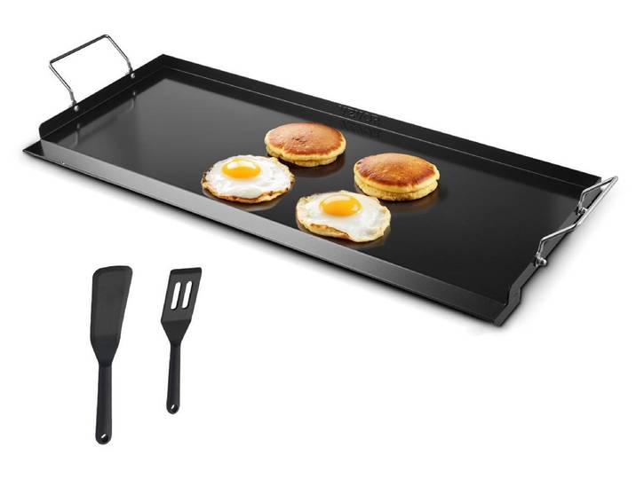 Poêle à griller VEVOR en acier au carbone\, poêle à griller rectangulaire universelle (812 x 310 mm) pour griller le teppanyaki\, cuiseur à domicile portable avec poignée