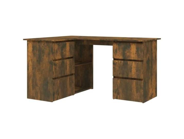 WEYE-Bureau d'angle Bureau d'Étude Table de Travail Organisateur Meuble de Rangement Intérieur Chêne Fumé 145x100x76 cm Bois d[600]
