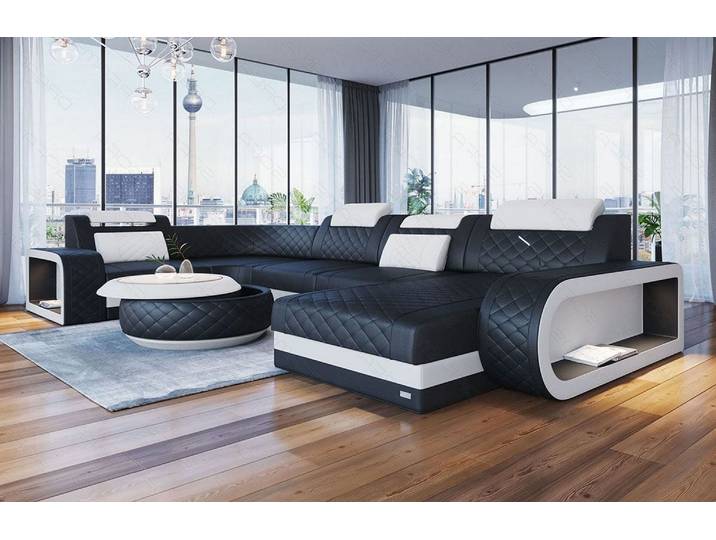 Mini Wohnlandschaft Berlin U-Form aus Leder