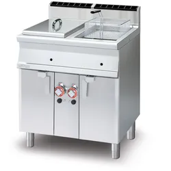 Redcook Gas Friteuse 2 Becken 18+18 lt. Struktur aus rostfreiem Stahl. Abmessungen 80x70,5 h90 cm. Modell F2/18-78G