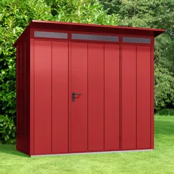 Hörmann Ecostar Metall-Gerätehaus Elegant mit Pultdach Typ 1, 248 x 153 cm,purpurrot,2,6 m2