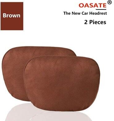 Inspire Select OASATE 2.0 Adjustable Car Neck & Lumbar Support Pillow Set Luxury Maybach Style Headrest Cushion brown 2 Pcs