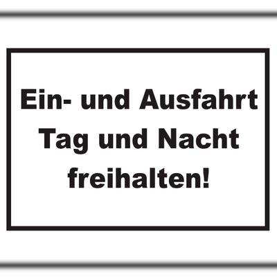 HB-Druck Ein- und Ausfahrt Tag und Nacht freihalten Schild A3 Rückseite selbstklebend