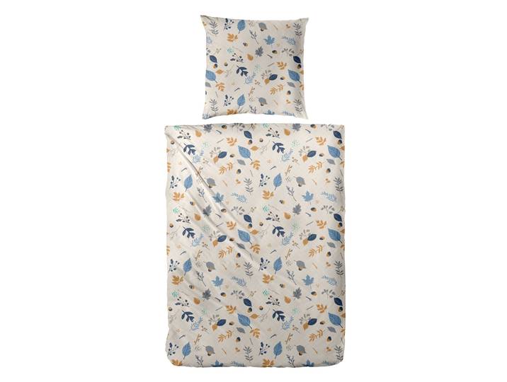 Bettwäsche PRIMERA Biber-Bettwäsche Branches , braun blau, B/L: 155cm x 220cm, 1 Stk., 1 Stk., Biber, B/L: 80cm x 80cm, 2 Stk., Biber, Obermaterial: 100% Baumwolle, Bettwäsche, Bettwäsche, mit floralen Motiven