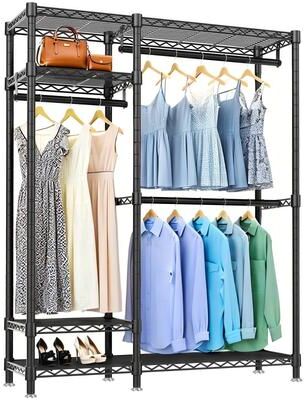 Aura Heavy-Duty Garment Rack with 6 Adjustable Shelves Extra Large Capacity