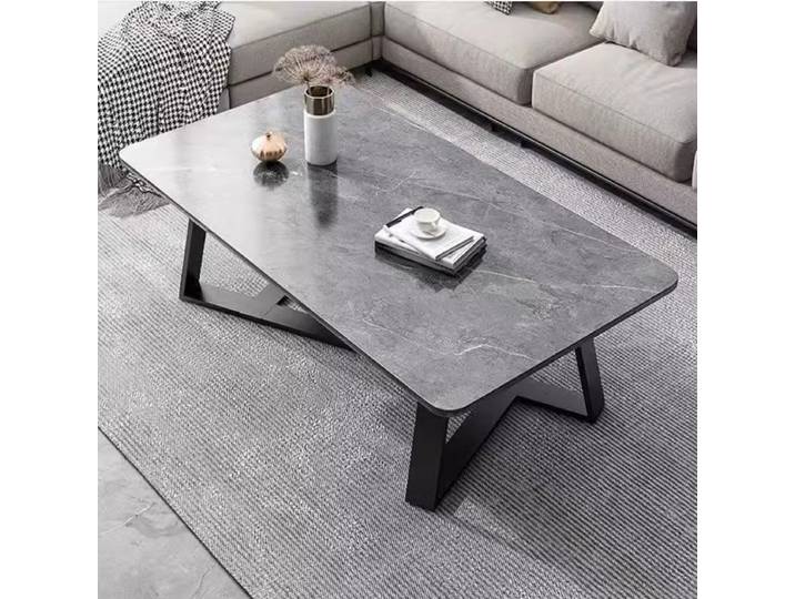 Table basse de luxe légère, table basse moderne à motif de marbre, petite table rectangulaire à côté du canapé dans le salon