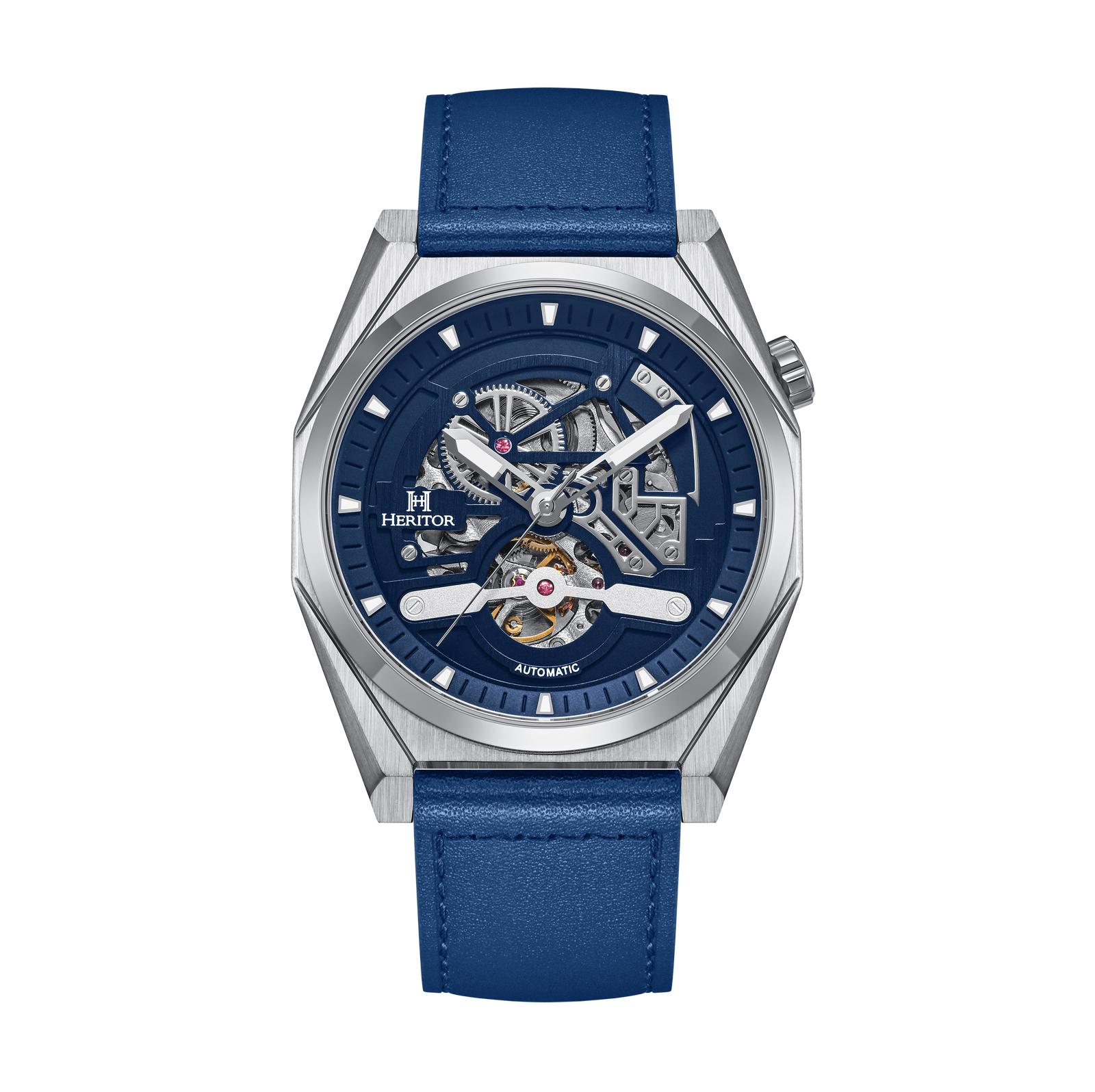 Heritor Automatische Amadeus Semi-Skelet Horloge met Leren Band