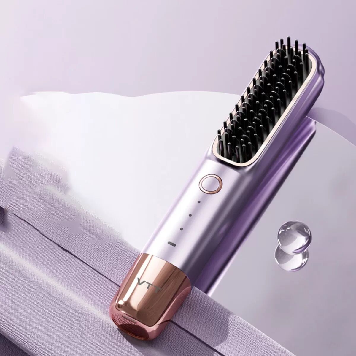 INF Brosse lissante céramique sans fil rechargeable - Violet, ions négatifs anti-frisottis, anti-brûlure, 3 températures