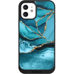 Nivocase Handyhülle für Apple iPhone 12 Hülle NIVOpure Case Schwarz Edelstein Glitzer Look Marmor (Apple iPhone 12), Smartphone Hülle, Schwarz