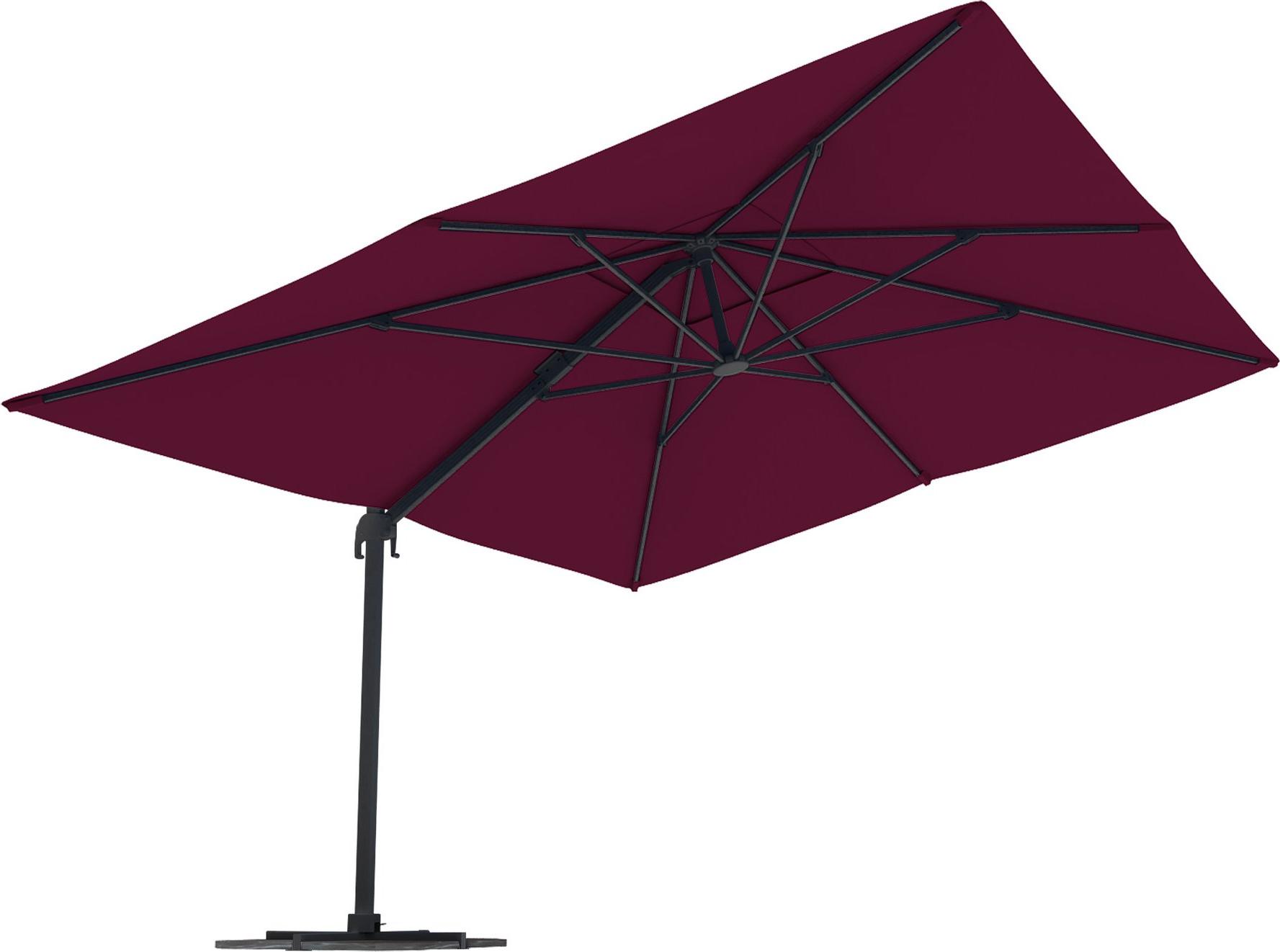 Ampelschirm 4x3m rechteckig Sonnenschirm Terrasse drehbar mit Kurbel Standkreuz UV-Schutz bordeaux Gestell anthrazit paramondo parapenda