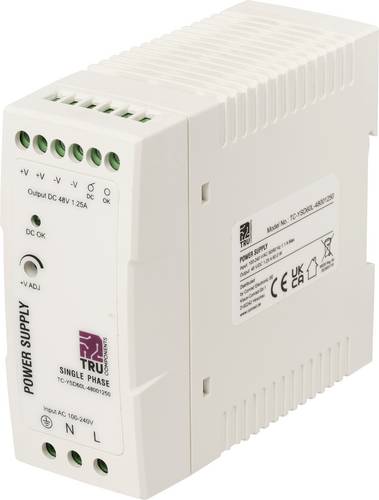 TRU COMPONENTS TC-14382308 Hutschienen-Netzteil (DIN-Rail) Verbrauch (StandBy) 0.8W 48 V/DC 1.25A 60W Anzahl Ausgänge:1 x Inhalt