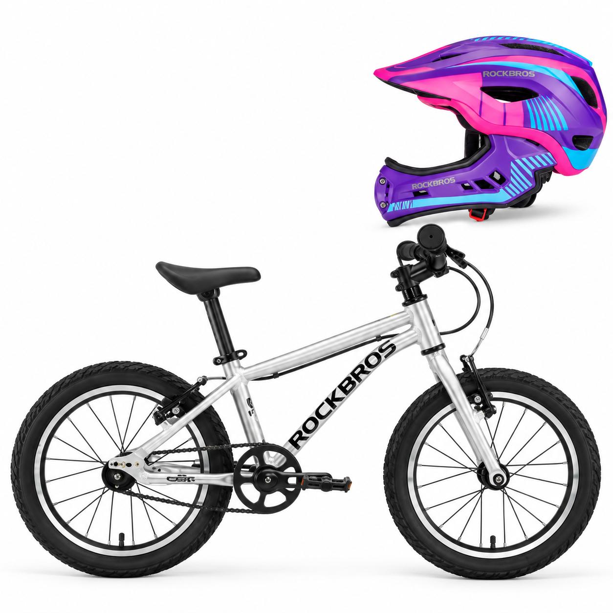 ROCKBROS Darwin Kinderfahrrad 20 Zoll mit Riemenantrieb und Fahrradhelm Schwarz Blau Pink Lila Größe S