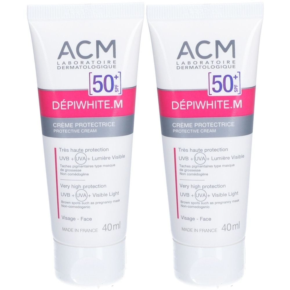 Dépiwhite M Ecran Solaire SPF 50+ - Crème photoprotectrice dépigmentante, 50+. tube 2x40 ml Hautcreme
