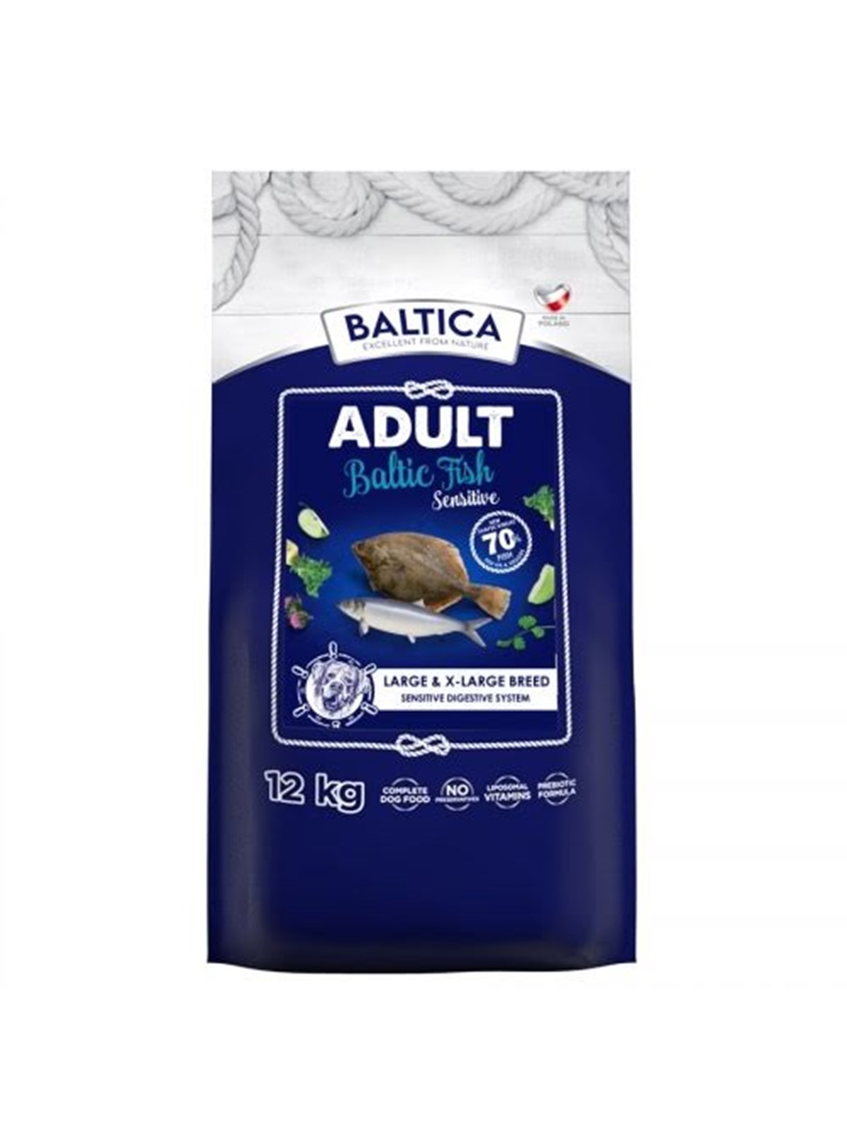 BALTICA Excellent Sensitive Baltischer Fisch Große und X-large Rassen - Trockenfutter für Hunde - 12kg