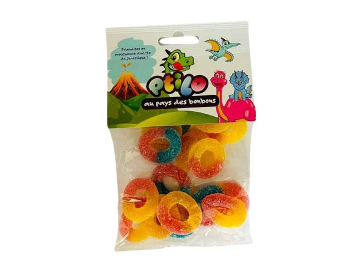 PTILO Bonbons en Anneaux Saveur Fruits Mixtes 100 g