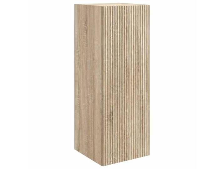 KLGBNCVE Wandschrank 33 x 34,5 x 90 cm Holzwerkstoff Sonoma-Eiche Schublade, Fach, Regal, USB-LED-Leuchten, abschließbare Rollen, geringe Stellfläche