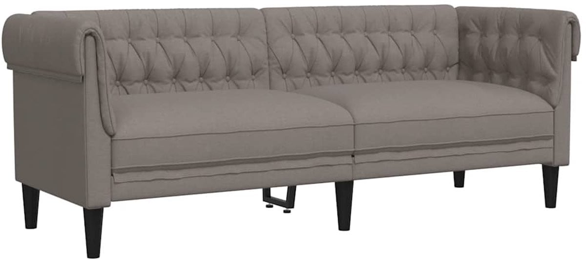 vidaXL Driezitsbank Chesterfield-stijl in taupe stof