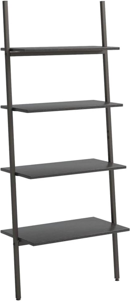 Ladder Rek met 4 Planken voor Woonkamer en Kantoor - Zwart