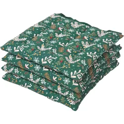 STUHLKISSEN Weihnachtswald, grün im 4er-Set 40/40/5 cm