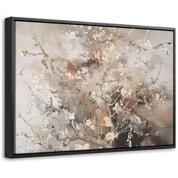 LEINWAND Bilder mit Rahmen - Mandelblüte - Kunst - Van Gogh - Beige - Abstrakt - 30x20