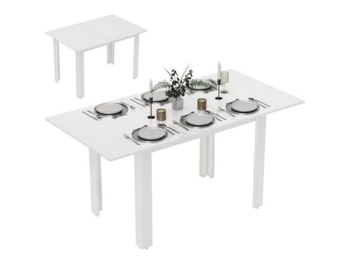 HOMCOM Esstisch ausziehbar für 4-6 Personen 120-160 x 80 cm Hochglanzweiß Moderner Küchentisch, Esszimmertisch, für Küche, Esszimmer
