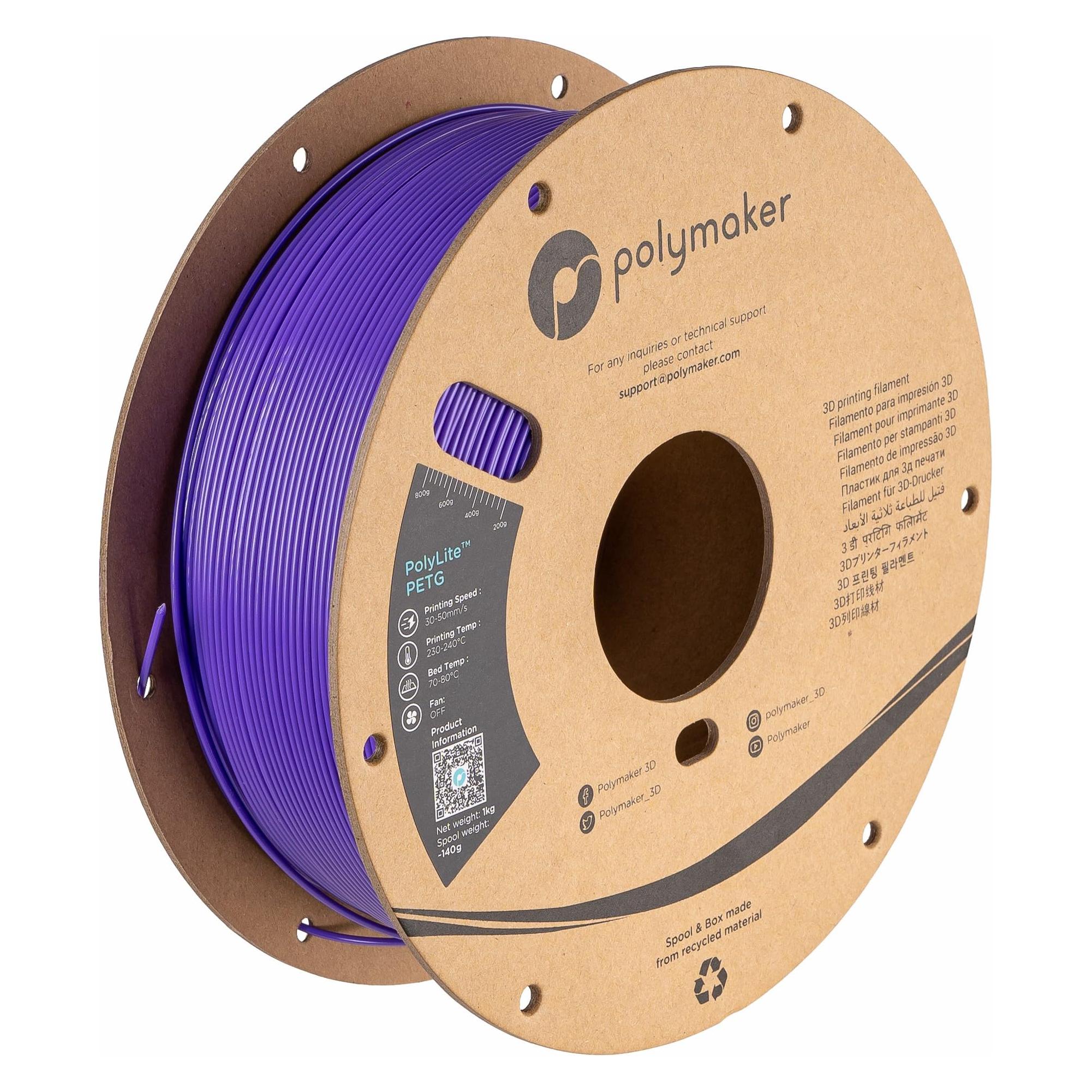Polymaker PB01008 PolyLite Filament PETG hitzebeständig, hohe Zugfestigkeit 1.75 (PETG, 1000 g, 1.75 mm) (PB01008)