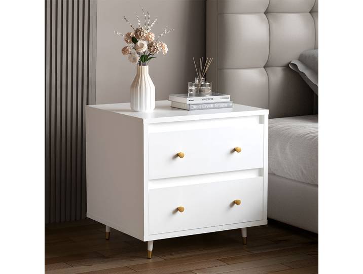 Hiazurm Commode à 2 tiroirs, commode de chambre à coucher, commode blanche, vitrine de salon, pour chambre à coucher, blanc