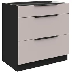 Küchen Unterschrank 80 cm Küche ARONA Kaschmir beige Soft-Close Küchenzeile