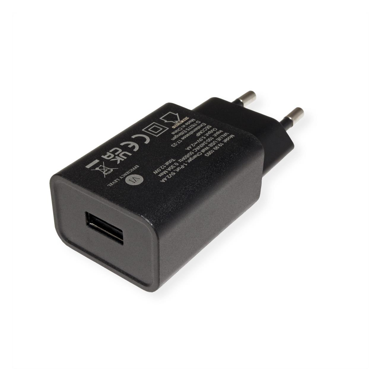 Value USB Charger mit Euro-Stecker (12 W, 1 Port) (19.99.1093)