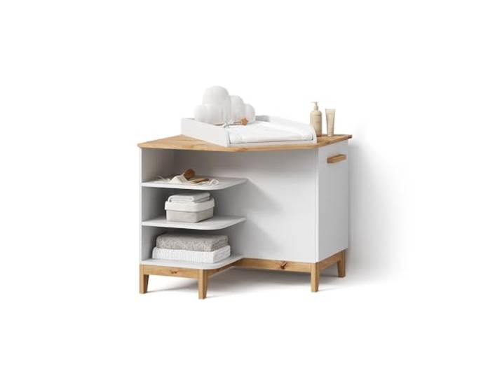 Livinity Wickelkommode Mailo Weiß/Artisan mit TürSpiel- und Lesebereich mit Komfortfaktor