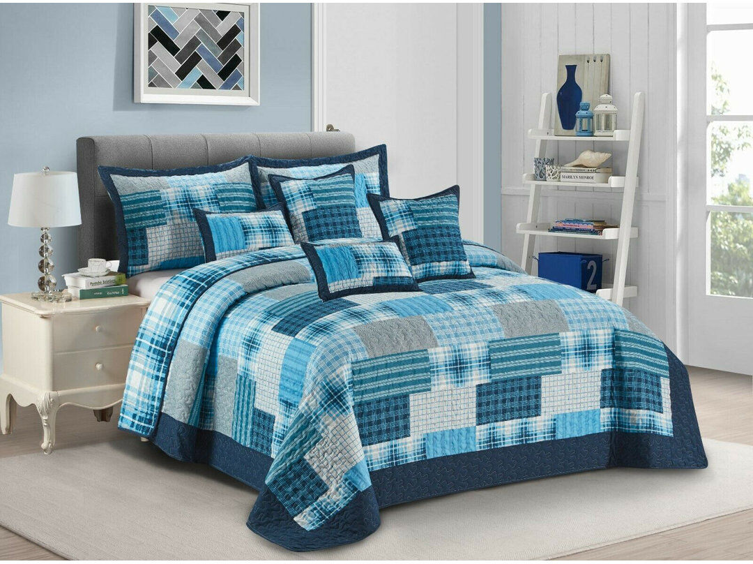Brambly Cottage Northington Microfibre Bedspread Blue Super King Bedspread
