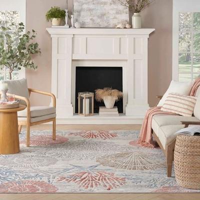 Nourison / Ds "Seaside Treasures Rectangle Rug Coral Pink, 5'3"" x 7'3"", Coral Pink"