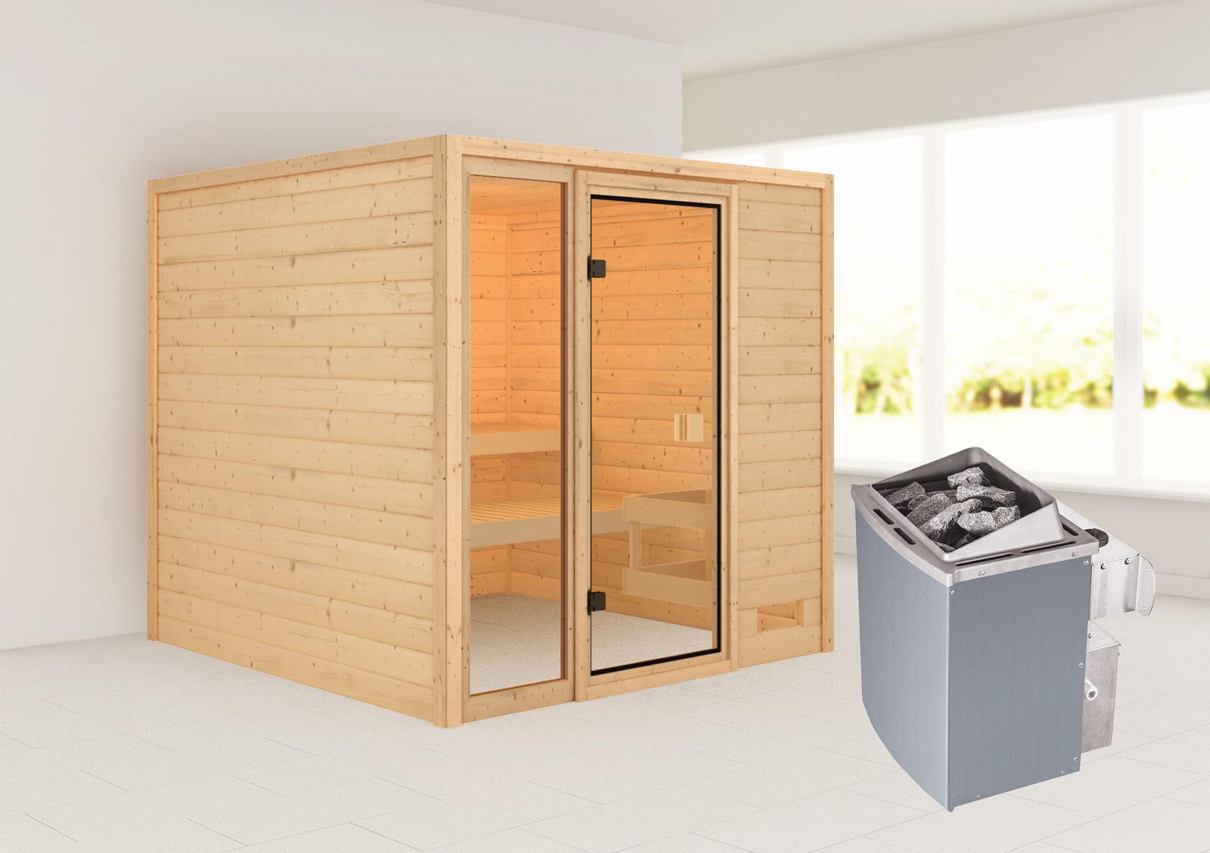 KARIBUHOLZT Sauna Jutta Front, 9kW intregierte Steuerung 16880523