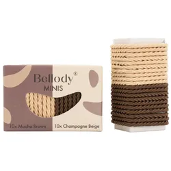 20 Stück Bellody Minis Haargummis Mocha Brown/Champagne Beige