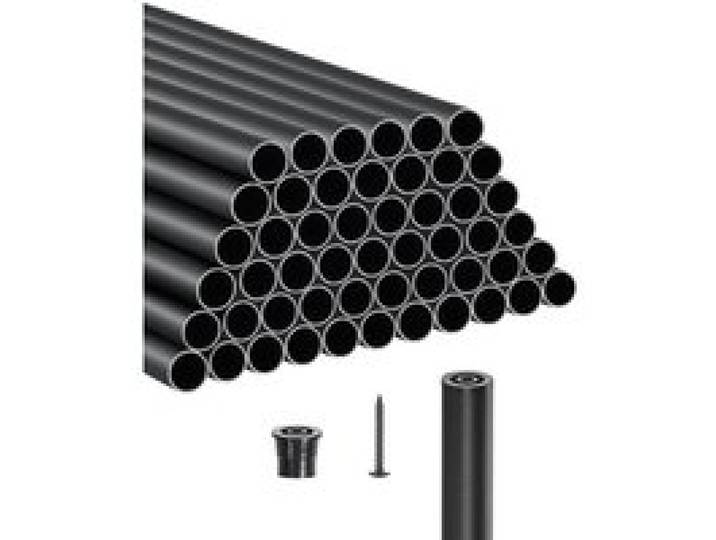 VEVOR Geländerstab, 51er-Set, φ19x914 mm Aluminium-Treppenbaluster, Zierstab, runder Stab, Hohldeckgeländer mit Geländerkappen und Schrauben für Treppen, Veranda, Terrasse, Zaun, schwarz